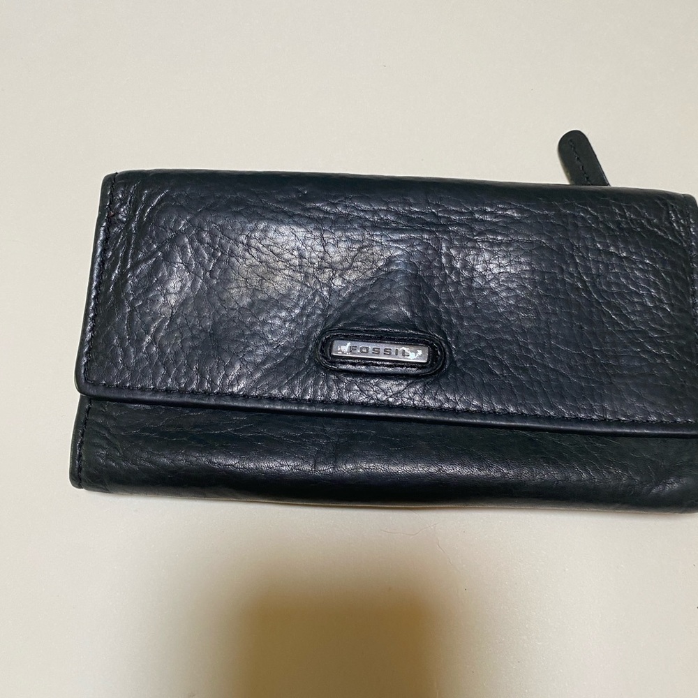 Fossil Midnight Leather Clutch